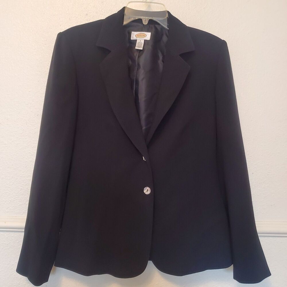 Talbots Blazer 6 Solid Black Capsule Career Office Corp Shell Buttons Lined